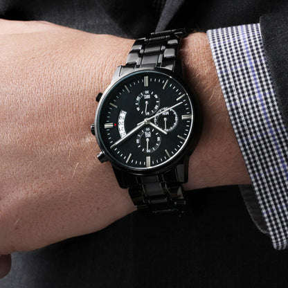 Elegant Black Chronograph Watch - Personalize just for him