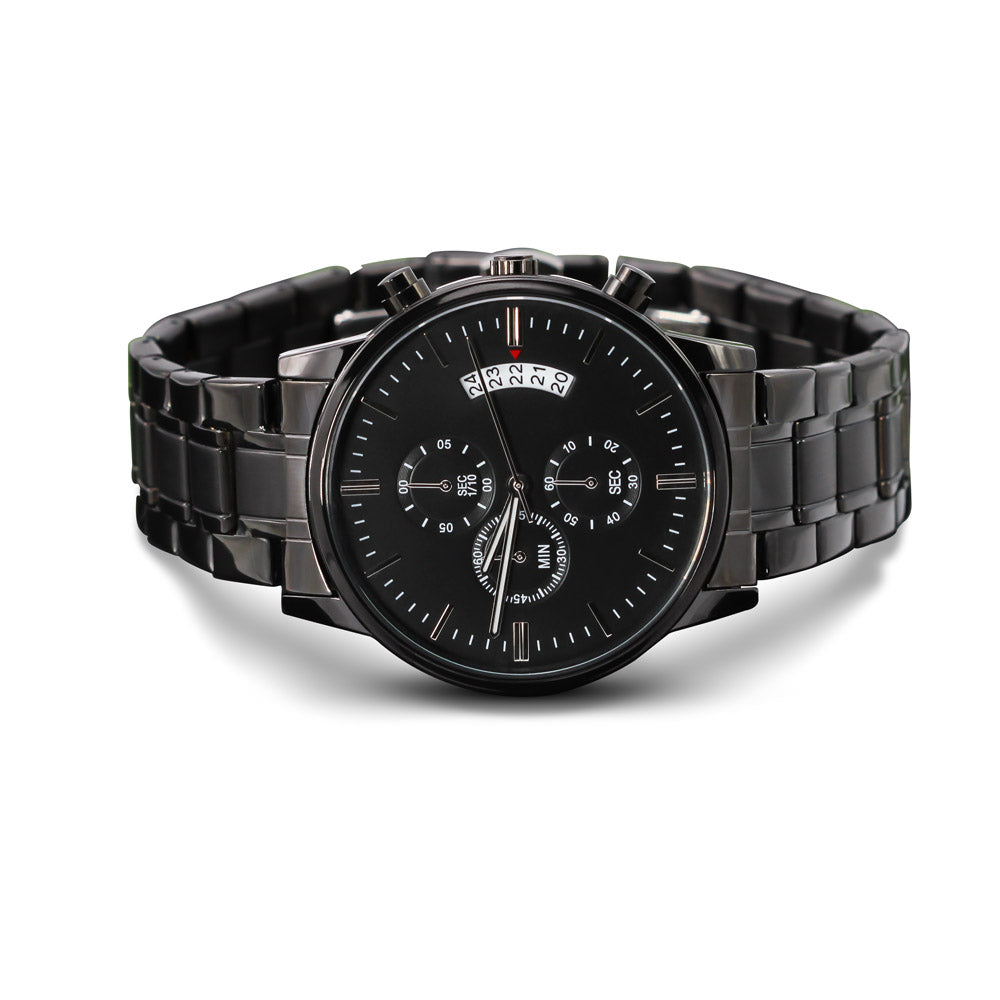 Elegant Black Chronograph Watch - Personalize just for him