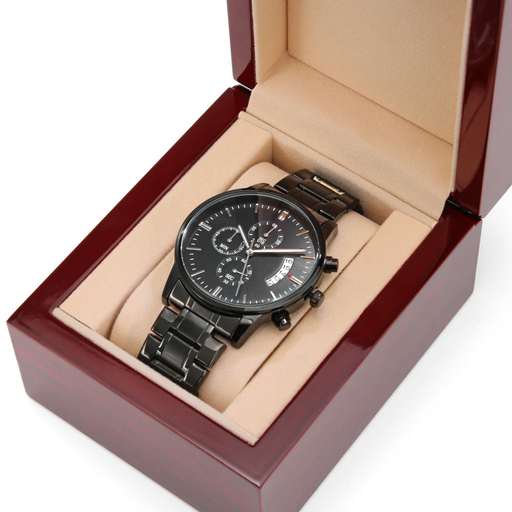 Elegant Black Chronograph Watch - Personalize just for him