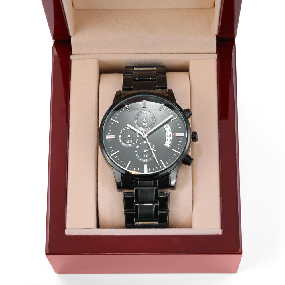 Elegant Black Chronograph Watch - Personalize just for him