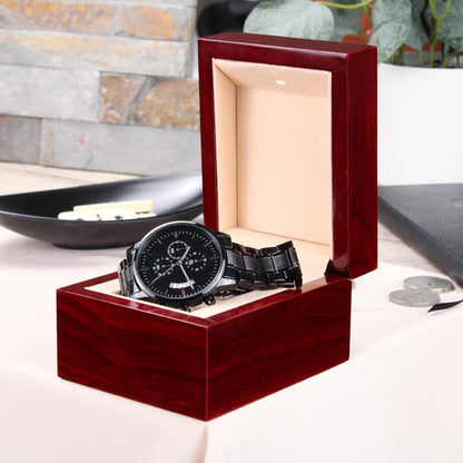 Elegant Black Chronograph Watch - Personalize just for him