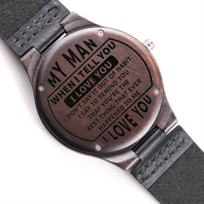 My Man - Stylish Wood Engraved Watch