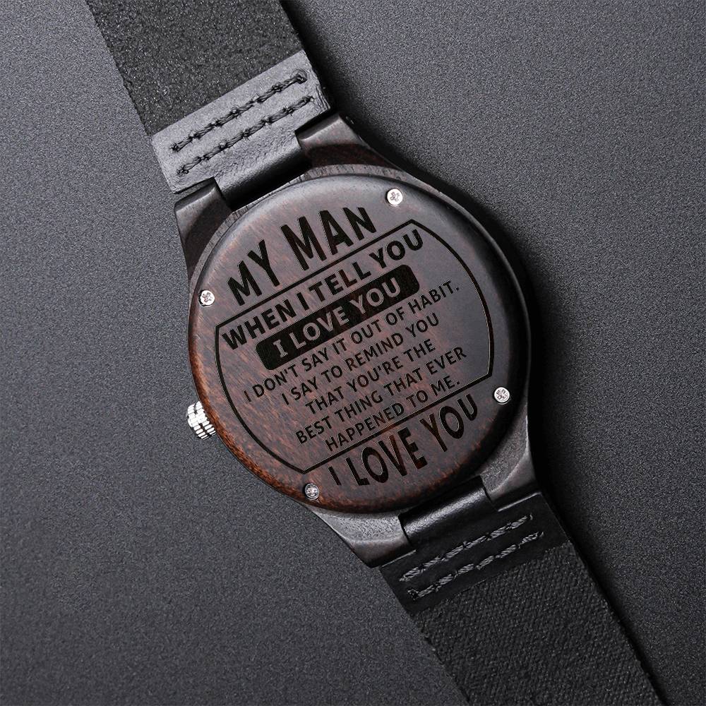 My Man - Stylish Wood Engraved Watch